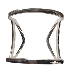 JS Silver Tone Metal Cuff Bracelet